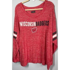 Wisconsin Badgers Athletics Sweatshirt Womens 3X Red Lightweight Scoop Neck